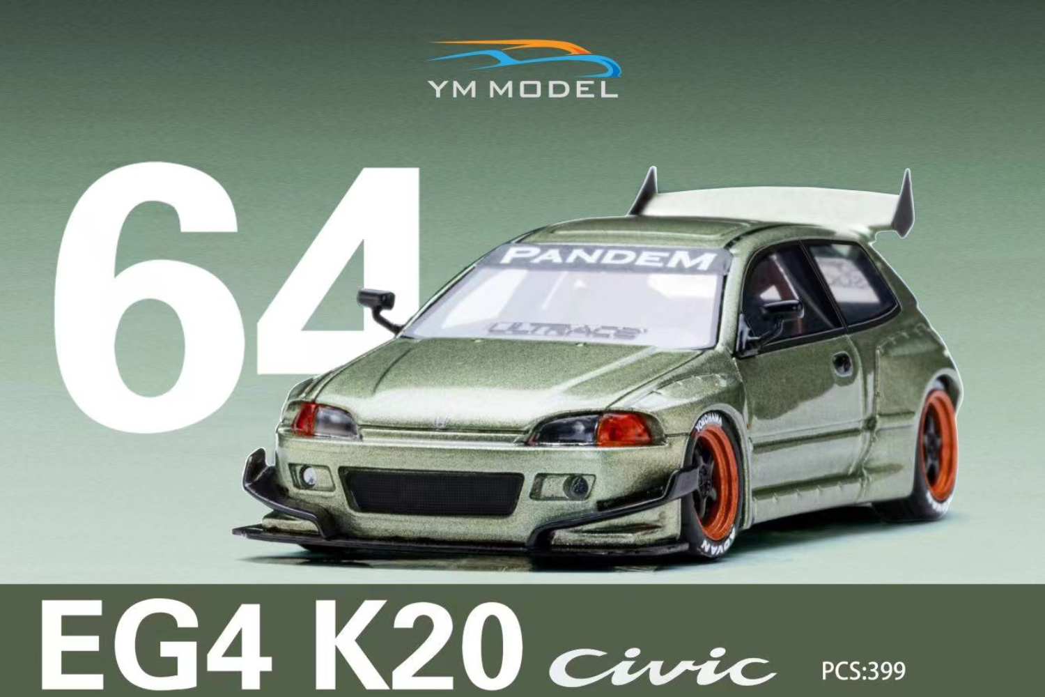 [YM MODEL] 1/64 Pandem Honda Civic EG4 K20 [Limited 399 pcs]