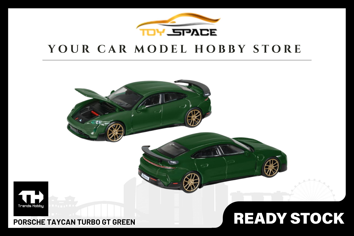 [TRENDS HOBBY] Porsche Taycan Turbo GT Green - Toy Space Diecast Online Store Singapore