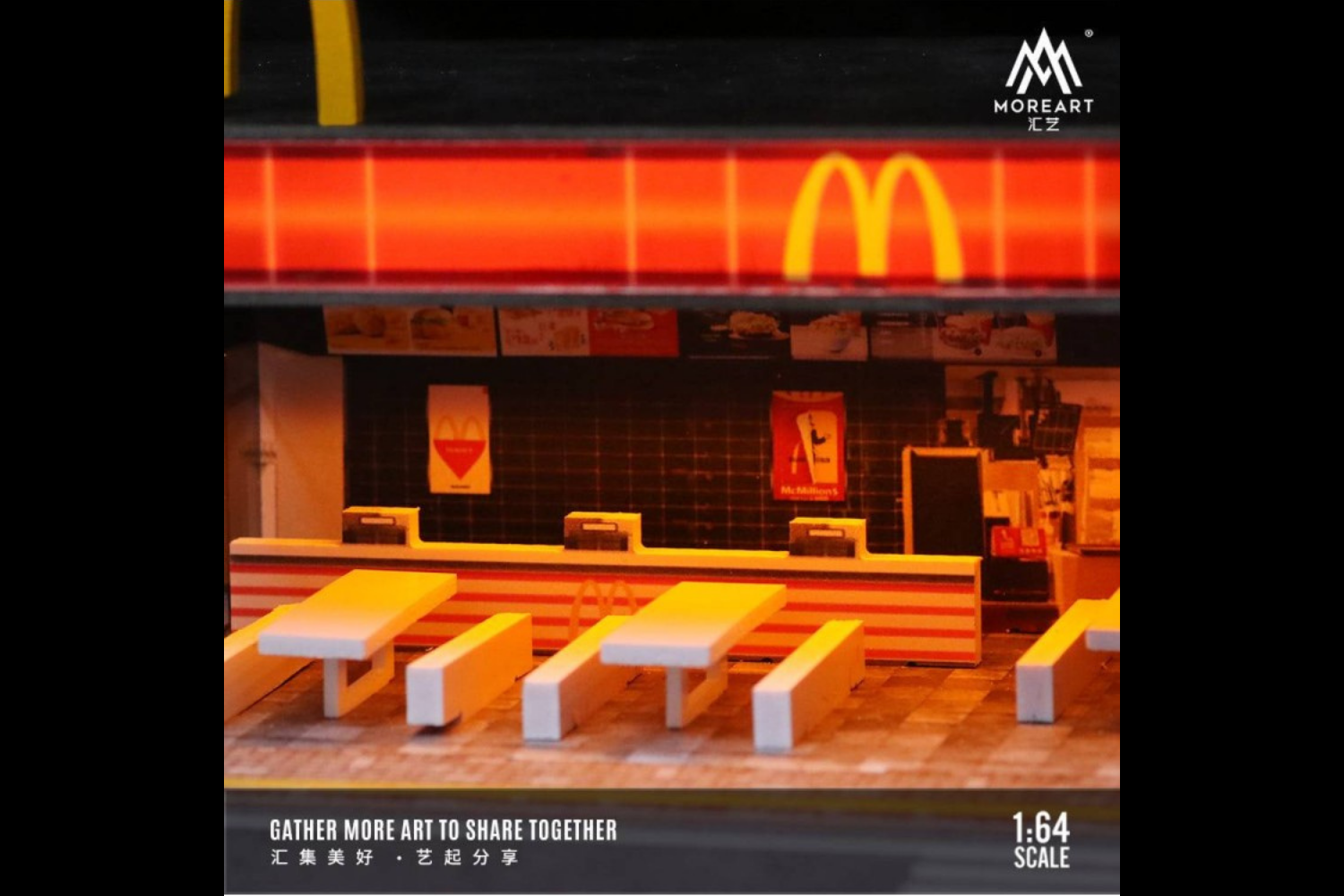 [MOREART] 1/64 McDonald's Restaurant Parking Diorama With Figurine Set