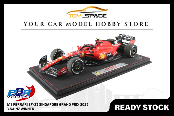 [BBR MODELS] 1:18 Ferrari SF-23 Singapore Grand Prix 2023 C.Sainz Winner