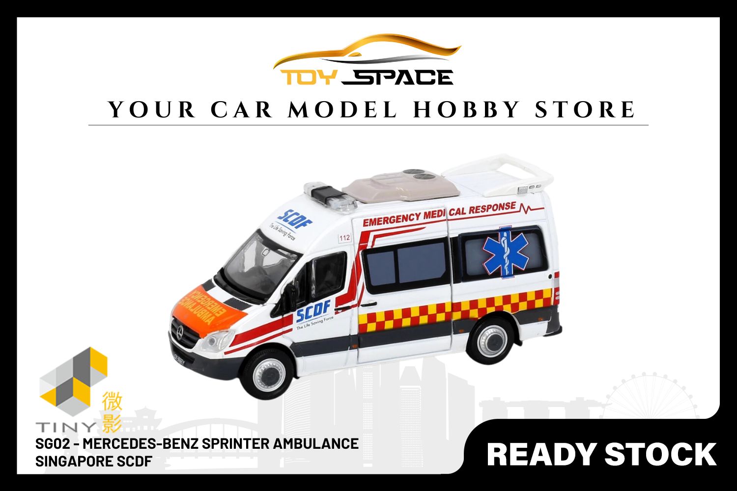 [TINY] SG02 Diecast - Singapore SCDF Ambulance Mercedes-Benz Sprinter (QX988Y)