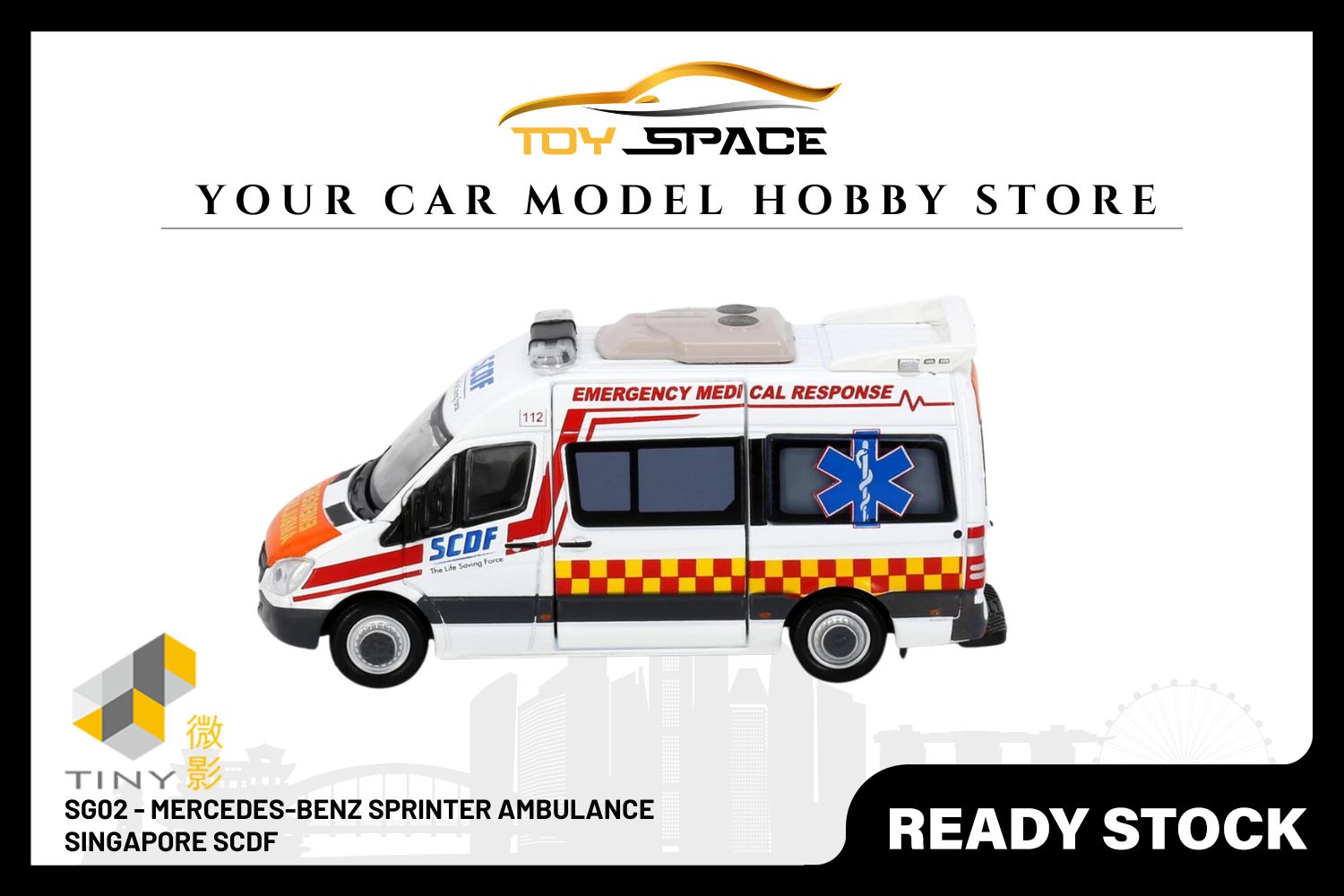 [TINY] SG02 Diecast - Singapore SCDF Ambulance Mercedes-Benz Sprinter (QX988Y)