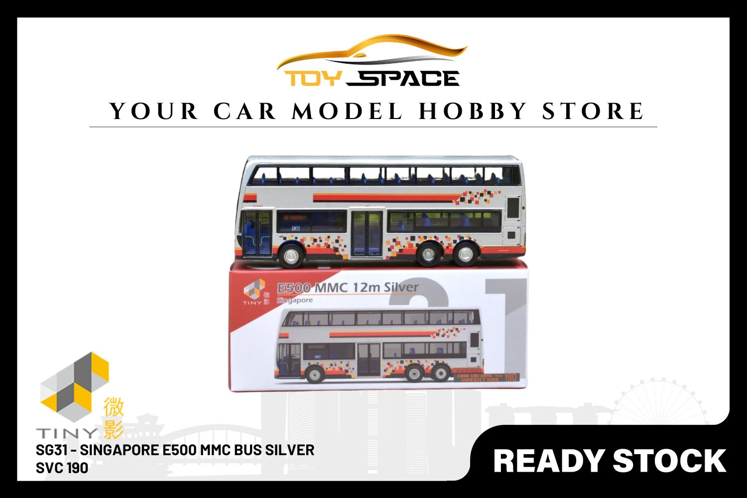 [TINY] SG31 Diecast - Singapore E500 MMC Bus Silver (Svc 190)