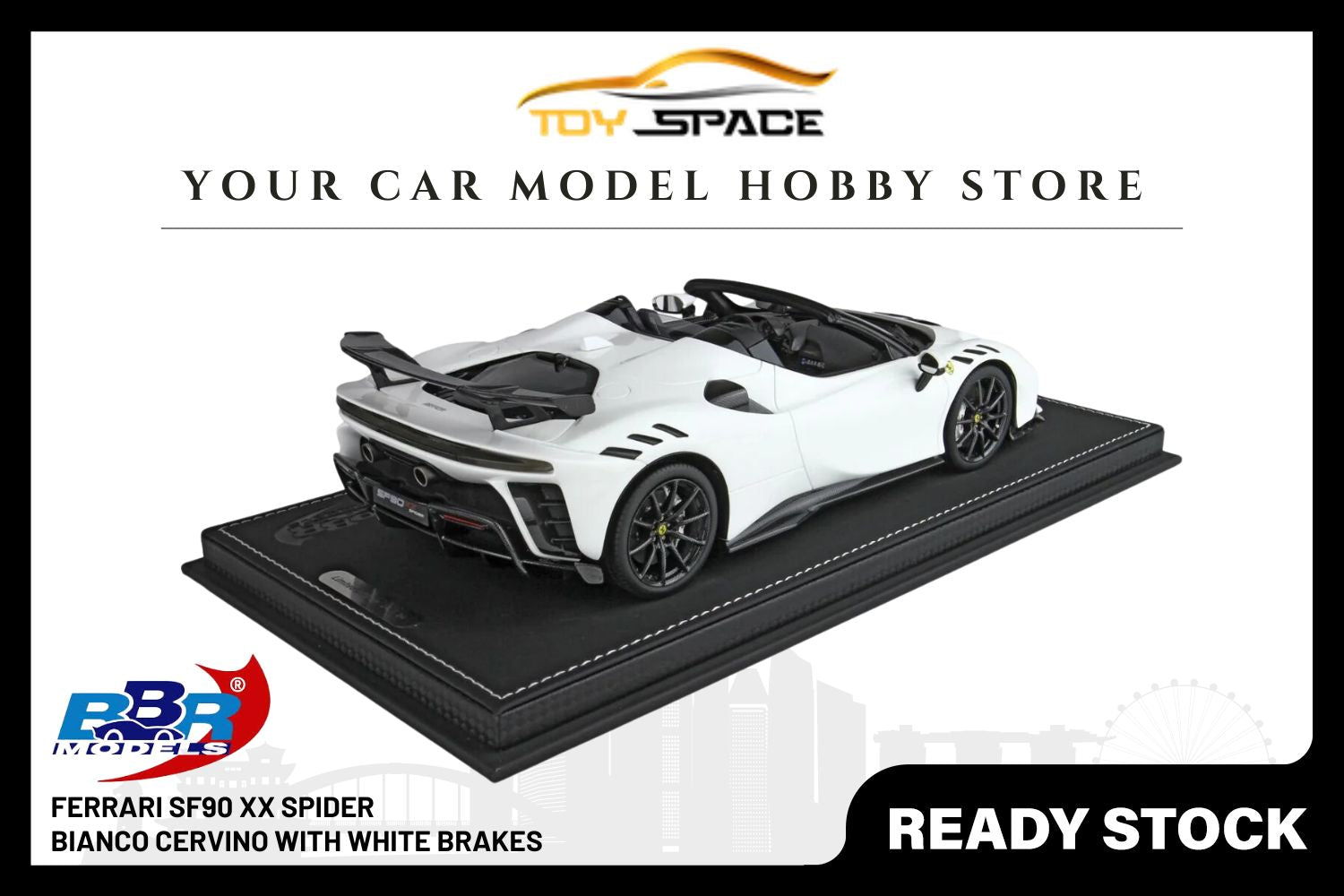 [BBR MODELS] 1/18 Ferrari SF90 XX Spider Bianco Cervino with White Brakes