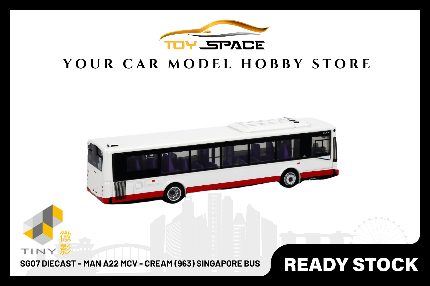 [TINY] SG07 Diecast - MAN A22 MCV - Cream (963) Singapore Bus