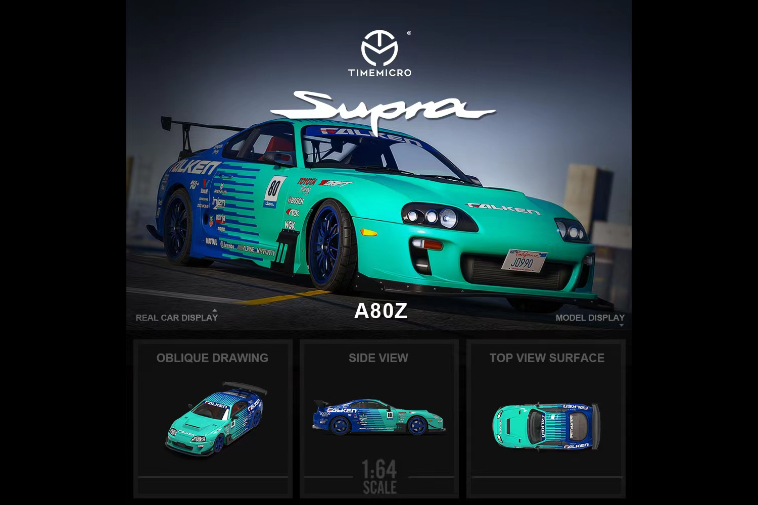 [TIME MICRO] 1/64 Toyota Supra A80Z Falken Livery