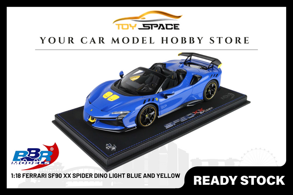 [BBR MODELS] 1/18 Ferrari SF90 XX Spider Dino Light Blue And Yellow