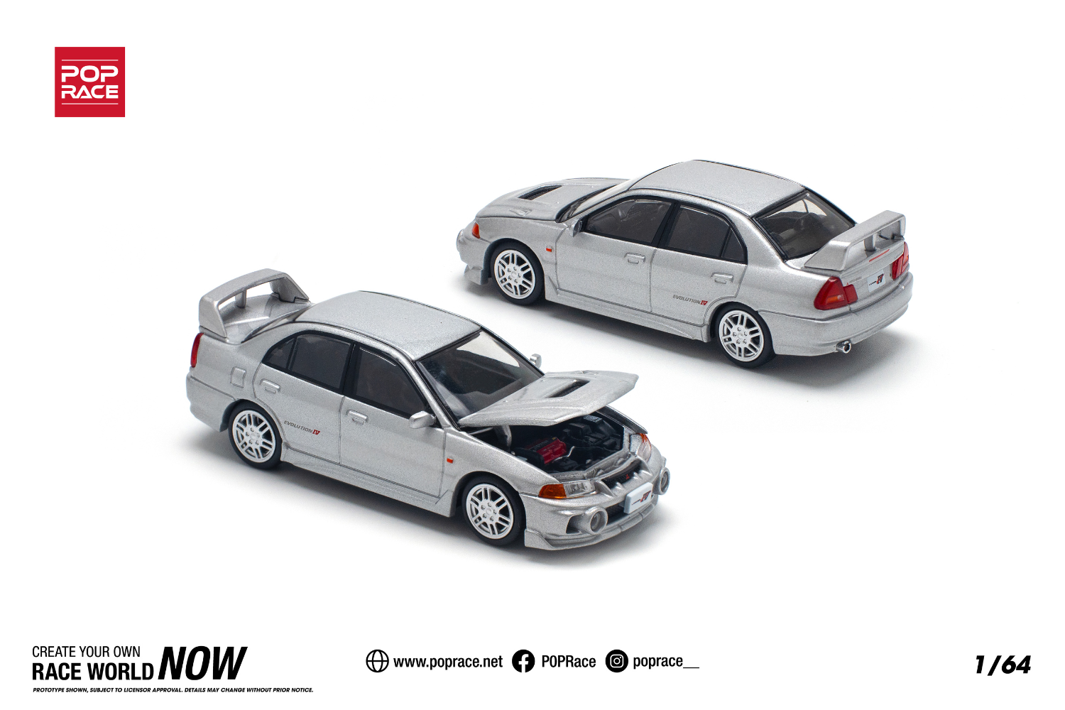 [POP RACE] 1/64 Mitsubishi Lancer Evolution IV - Steel Silver