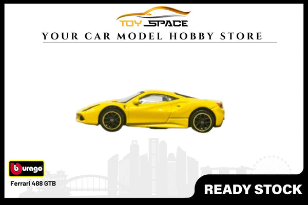 Bburago 1:64 Ferrari 488 GTB Yellow Worldwide Delivery Toy Space