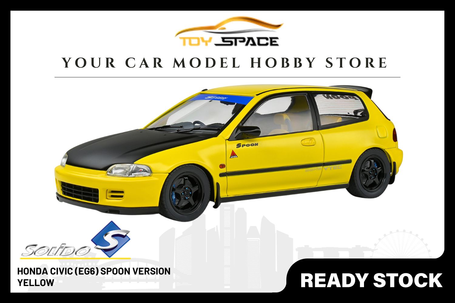 [SOLIDO] 1/18 Honda Civic (EG6) Spoon Version Yellow 1991