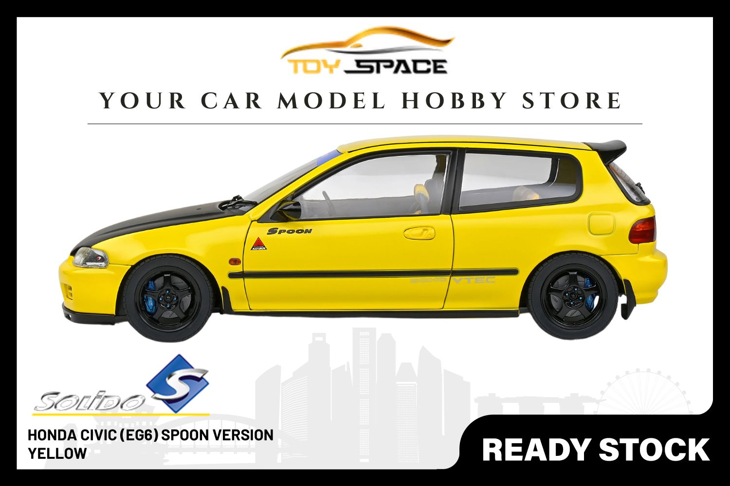 [SOLIDO] 1/18 Honda Civic (EG6) Spoon Version Yellow 1991