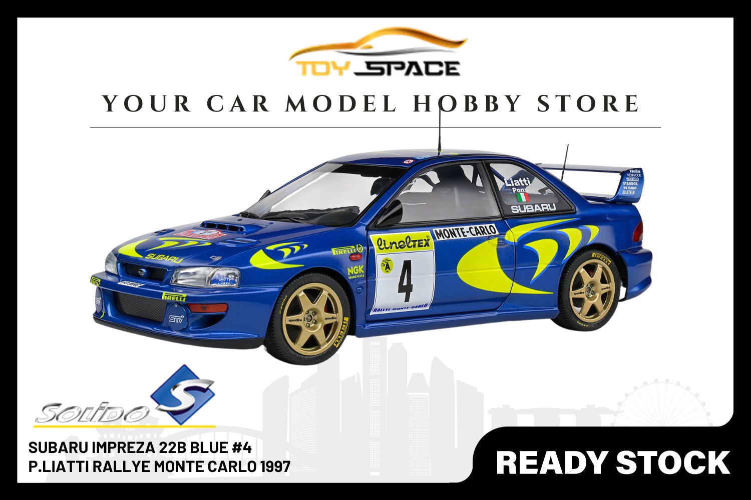 [SOLIDO] 1/18 Subaru Impreza 22B Blue #4 P.Liatti Rallye  Monte Carlo 1997