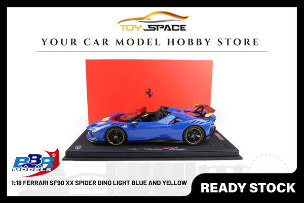 [BBR MODELS] 1/18 Ferrari SF90 XX Spider Dino Light Blue And Yellow