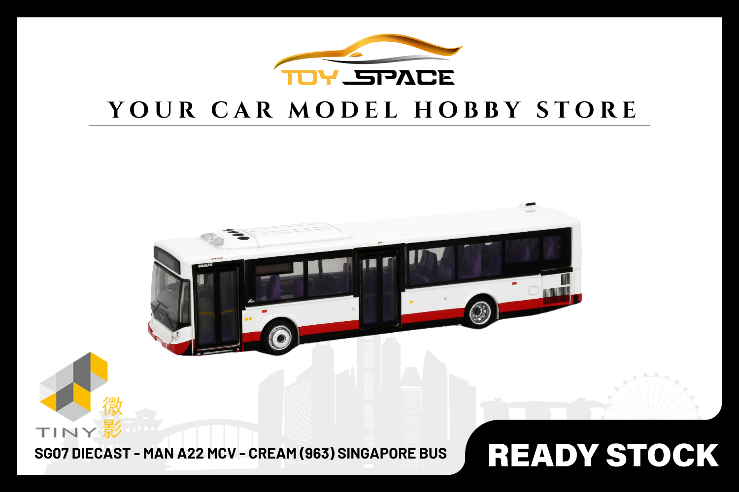 [TINY] SG07 Diecast - MAN A22 MCV - Cream (963) Singapore Bus