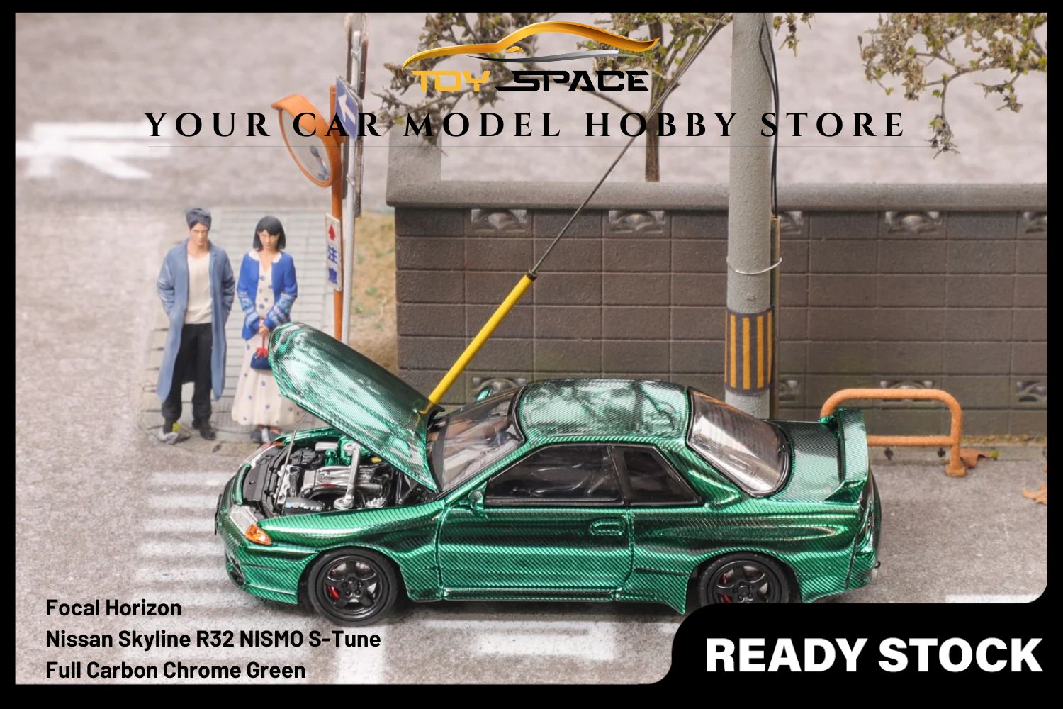 [FOCAL HORIZON] 1/64 Skyline GTR R32 NISMO S-Tune Full Carbon Chrome Green