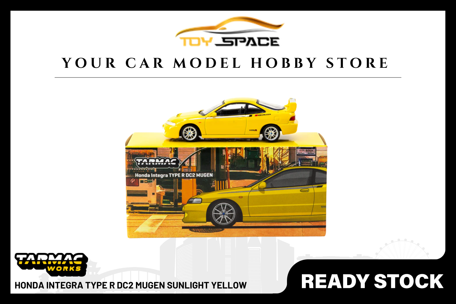 [TARMAC WORKS] 1:64 Honda Integra Type R DC2 Mugen Sunlight Yellow - GLOBAL64