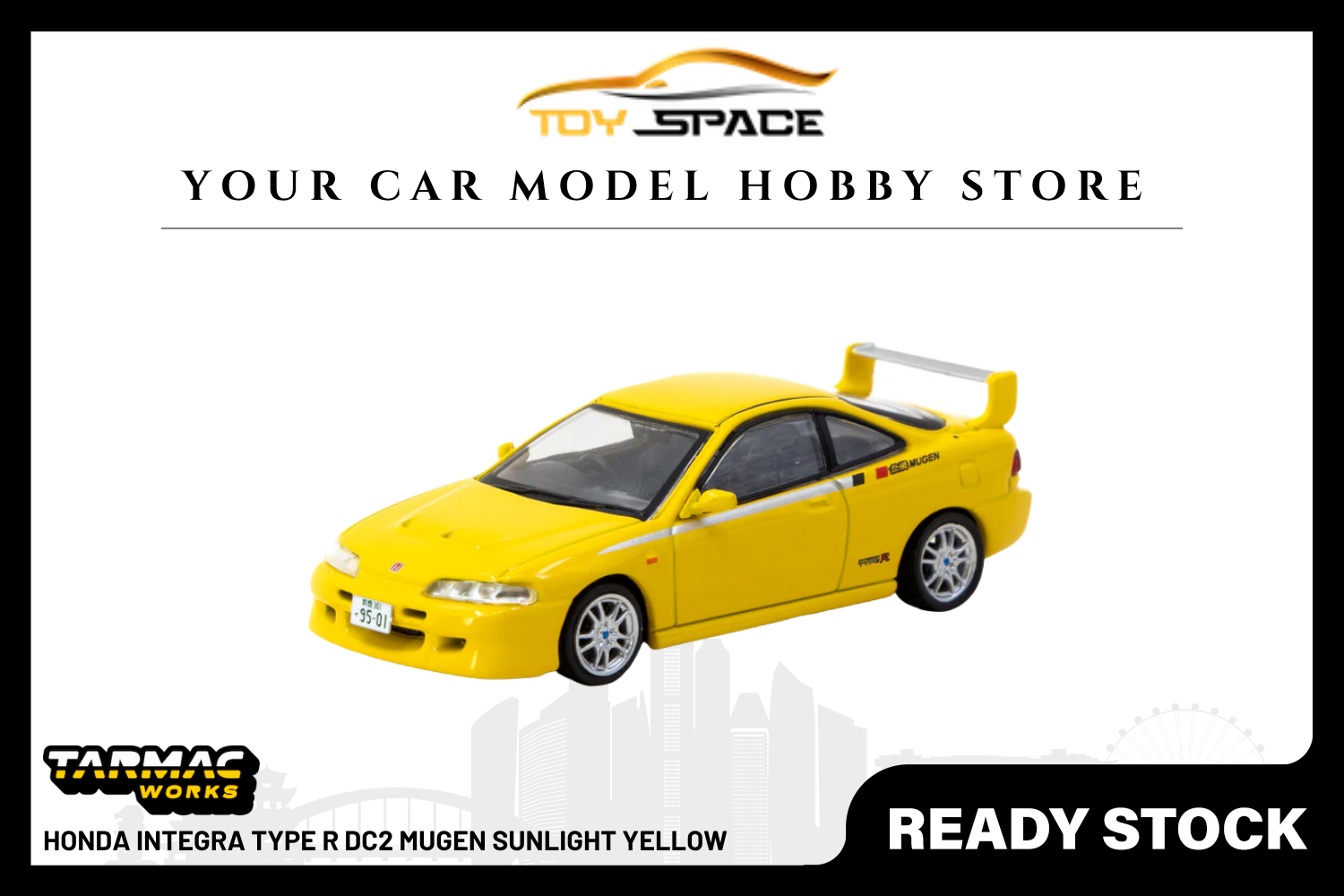 [TARMAC WORKS] 1:64 Honda Integra Type R DC2 Mugen Sunlight Yellow - GLOBAL64