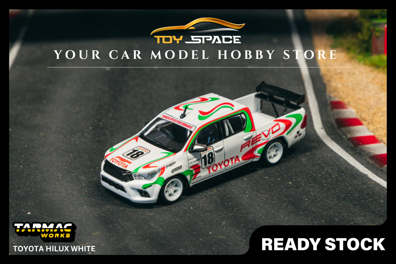 [TARMAC WORKS] 1:64 Toyota Hilux White - HOBBY64