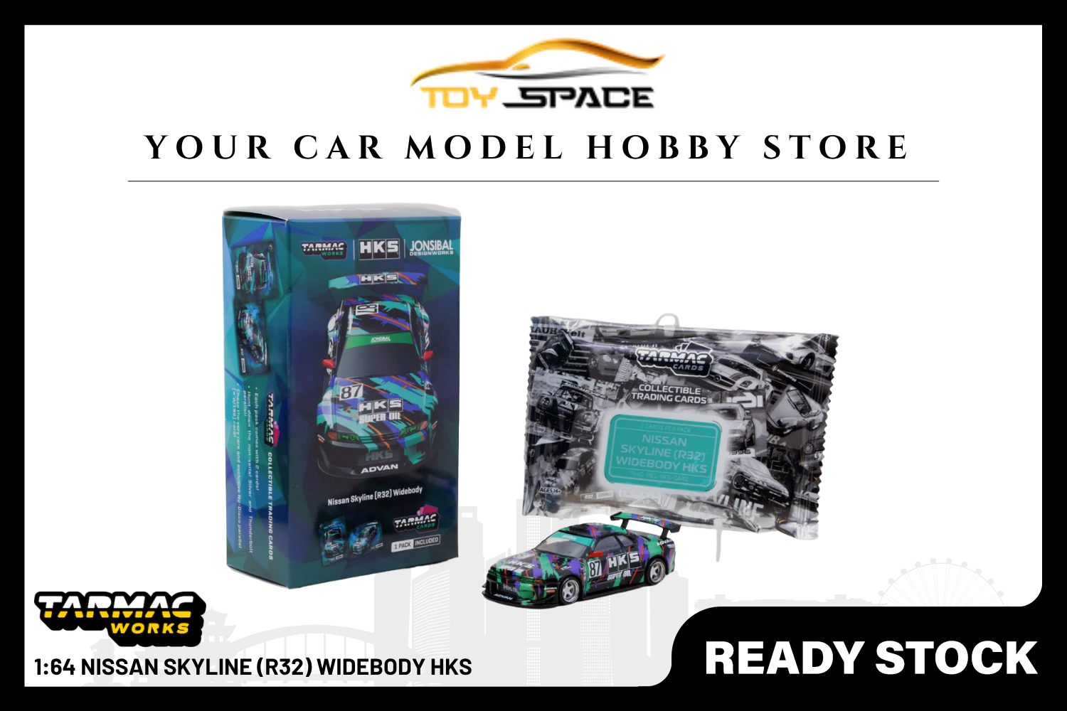 [TARMAC WORKS] 1:64 Nissan Skyline (R32) Widebody HKS - Toy Space Diecast Online Store Singapore
