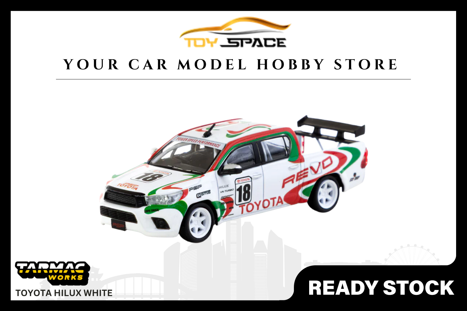 [TARMAC WORKS] 1:64 Toyota Hilux White - HOBBY64