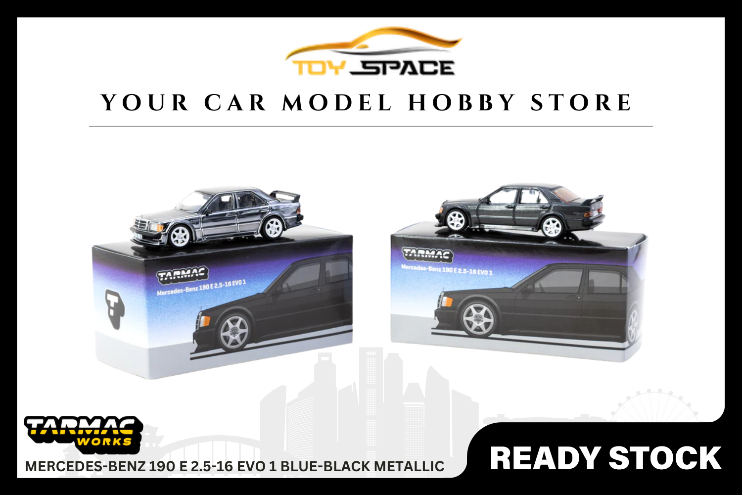 [TARMAC WORKS] 1:64 Mercedes-Benz 190 E 2.5-16 Evo 1 Blue-Black Metallic