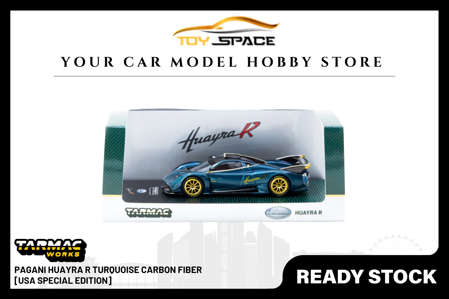 [TARMAC WORKS] 1:64 Pagani Huayra R Turquoise Carbon Fiber [USA Special Edition]