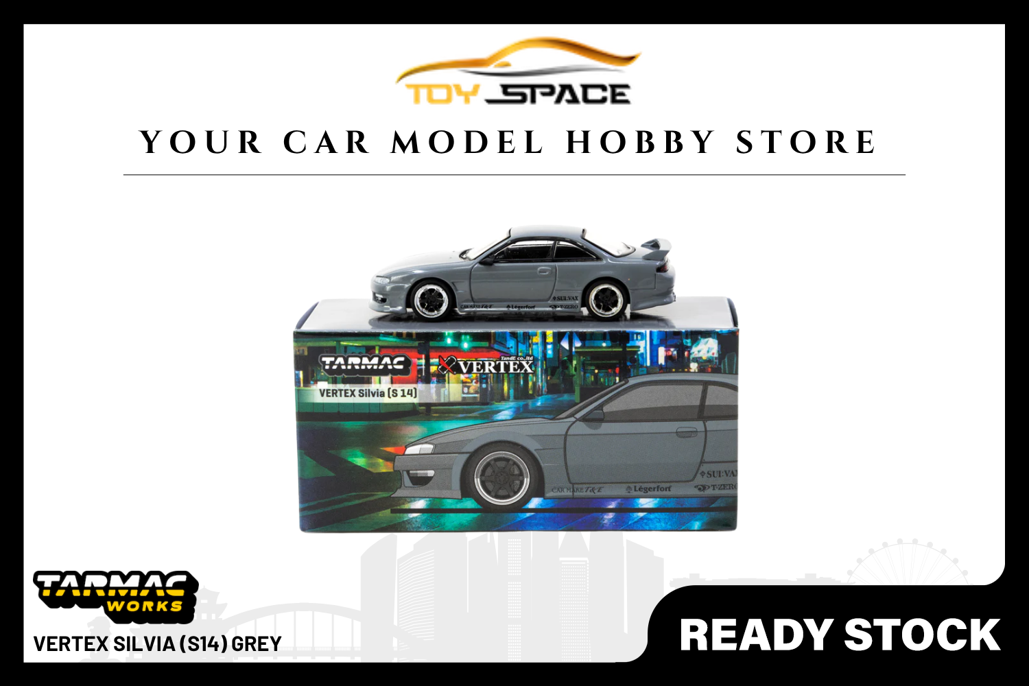 [TARMAC WORKS] 1:64 VERTEX Silvia (S14) Grey - GLOBAL64