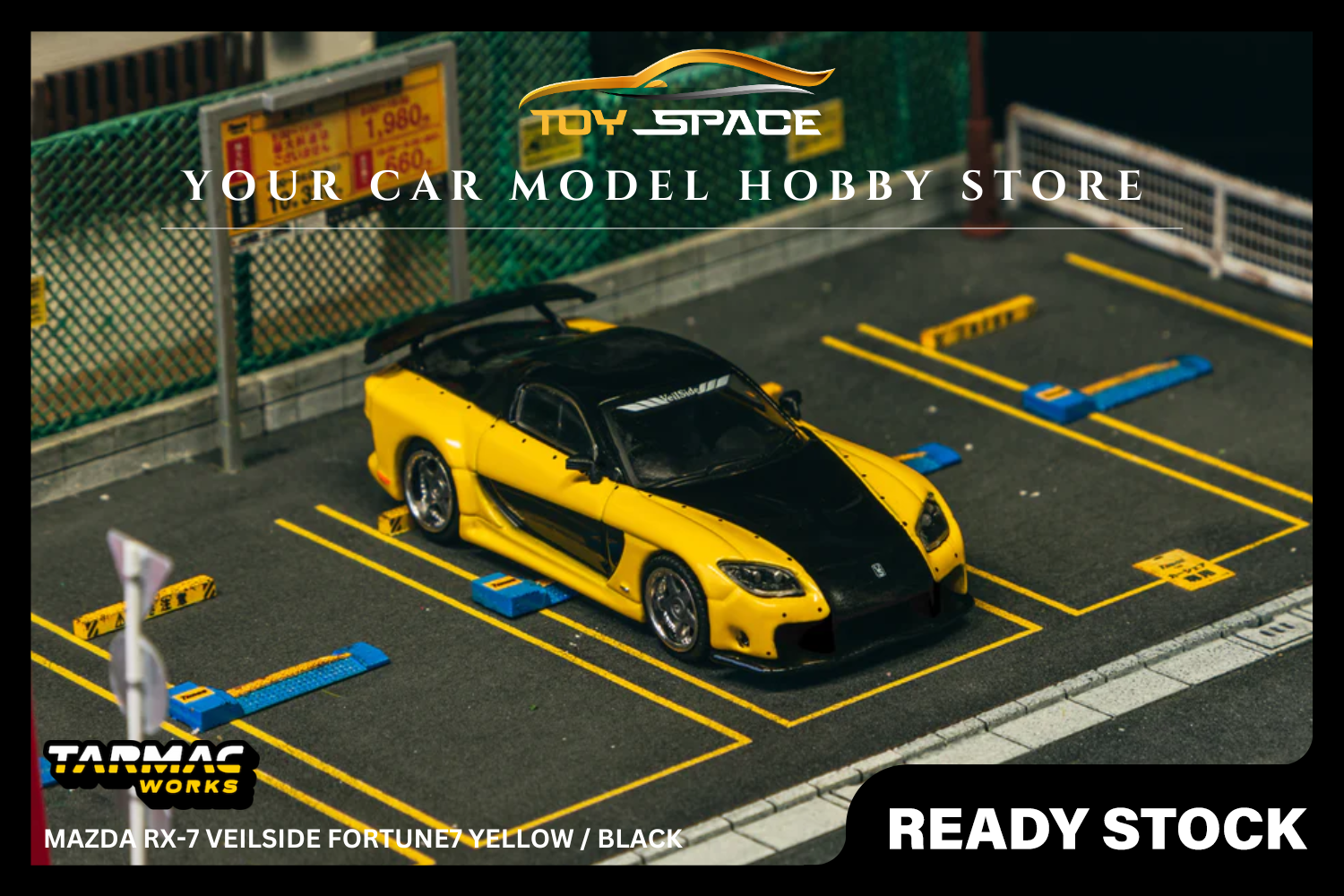 [TARMAC WORKS] 1:64 Mazda RX-7 VeilSide Fortune7 Yellow / Black