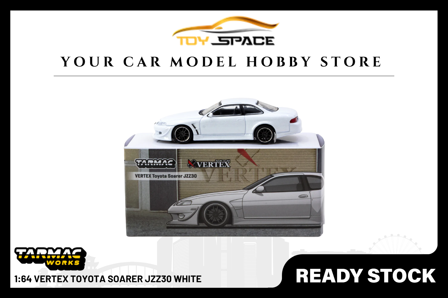 [TARMAC WORKS] 1:64 VERTEX Toyota Soarer JZZ30 White - Toy Space Diecast Online Store Singapore