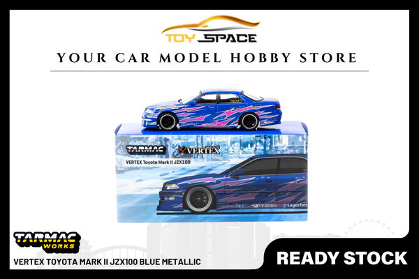 [TARMAC WORKS] 1:64 VERTEX Toyota Mark II JZX100 Blue Metallic - GLOBAL64