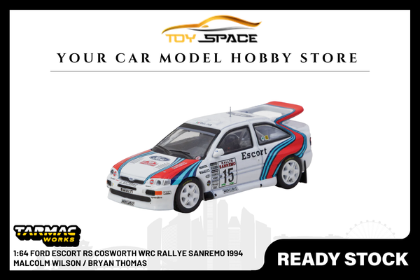 [TARMAC WORKS] 1:64 Ford Escort RS Cosworth WRC Rallye Sanremo 1994 Malcolm Wilson / Bryan Thomas
