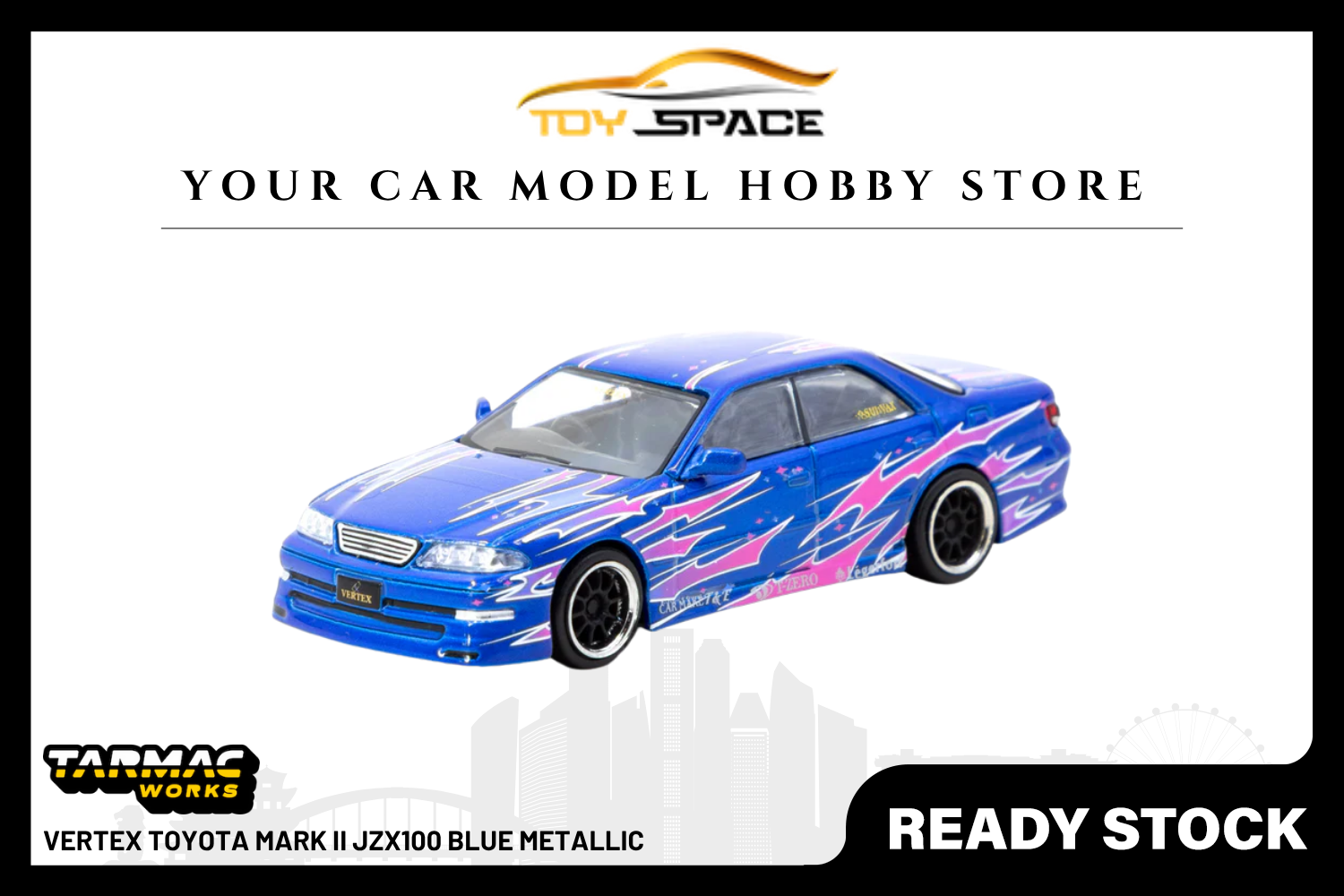 [TARMAC WORKS] 1:64 VERTEX Toyota Mark II JZX100 Blue Metallic - GLOBAL64