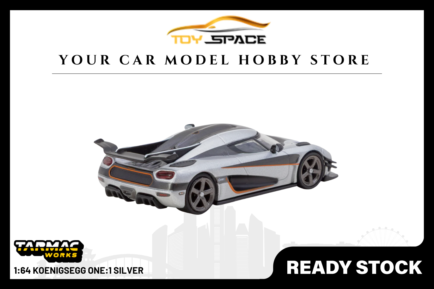 [TARMAC WORKS] 1:64 Koenigsegg One:1 Silver - Toy Space Diecast Online Store Singapore