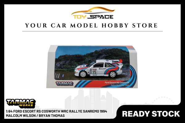 [TARMAC WORKS] 1:64 Ford Escort RS Cosworth WRC Rallye Sanremo 1994 Malcolm Wilson / Bryan Thomas