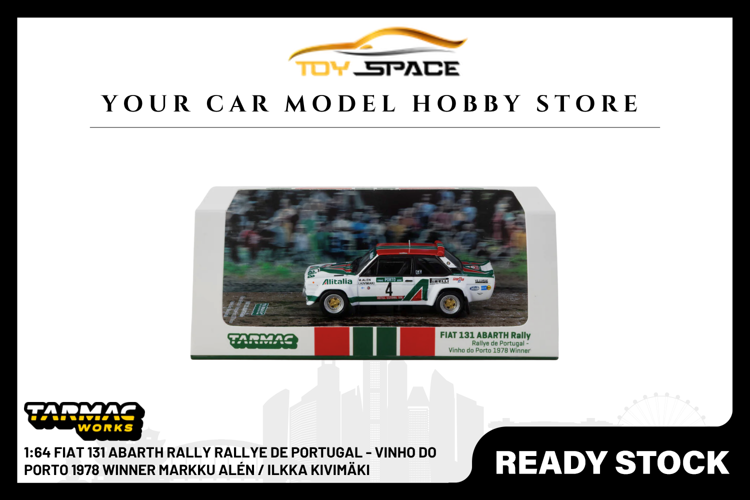 [TARMAC WORKS] 1:64 Fiat 131 Abarth Rally Rallye De Portugal - Vinho do Porto 1978 Winner Markku Alén / Ilkka Kivimäki