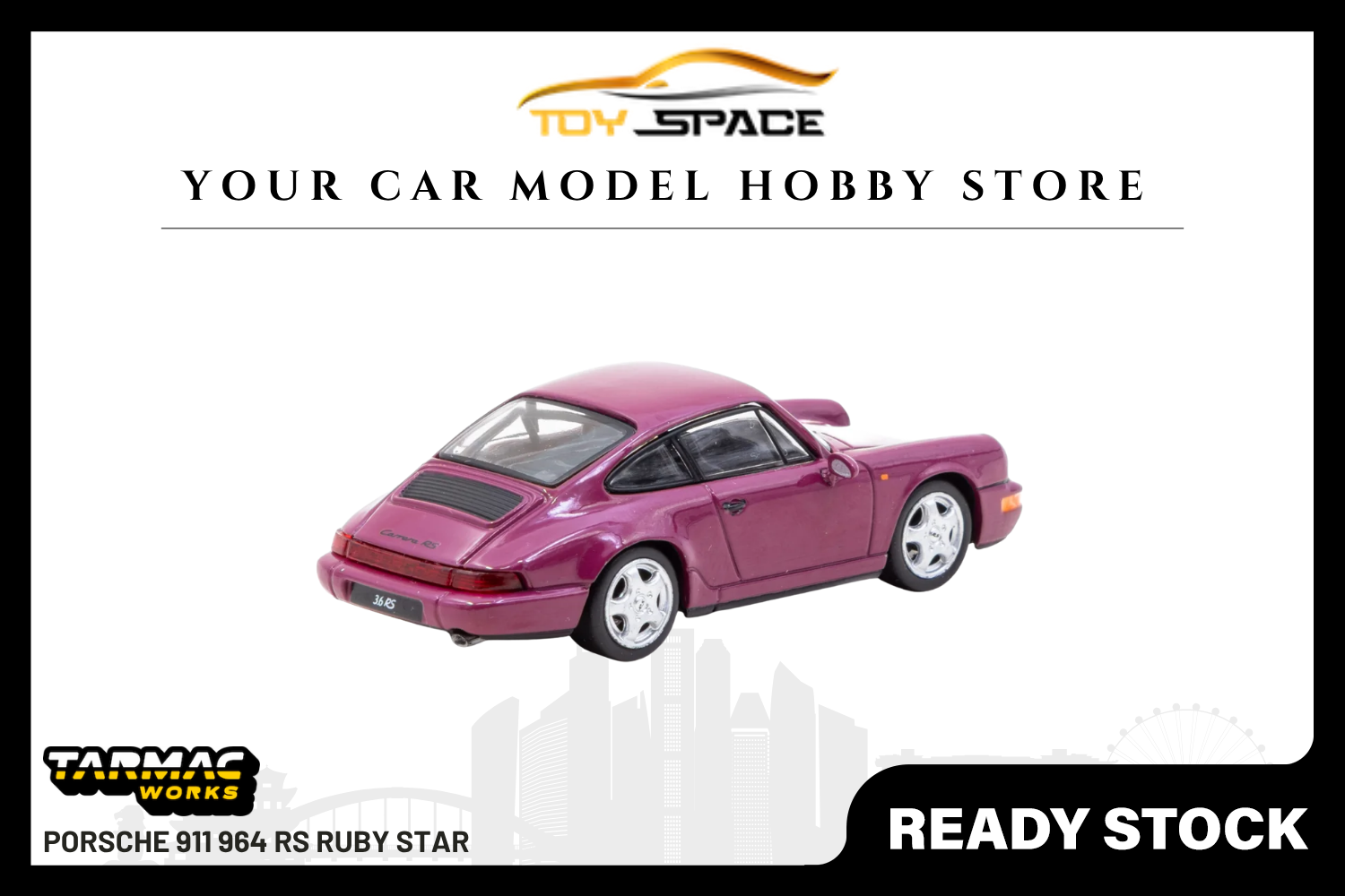 [TARMAC WORKS] 1:64 Porsche 911 964 RS Ruby Star - Toy Space Diecast Online Store Singapore