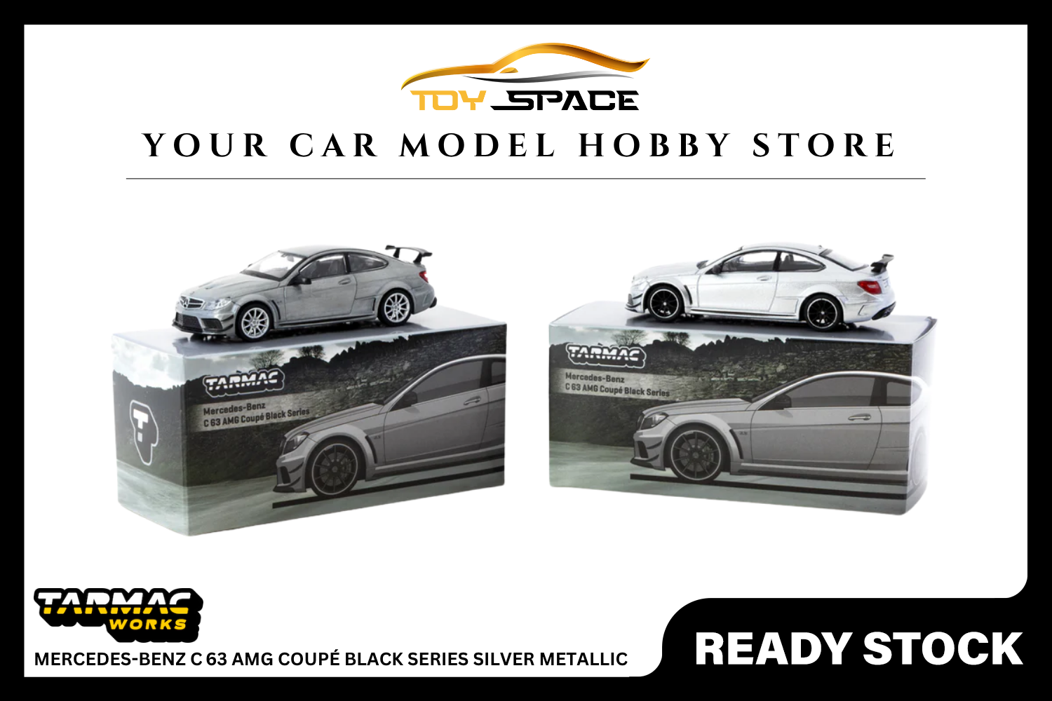 [TARMAC WORKS] 1:64 Mercedes-Benz C 63 AMG Coupé Black Series Silver Metallic - GLOBAL64