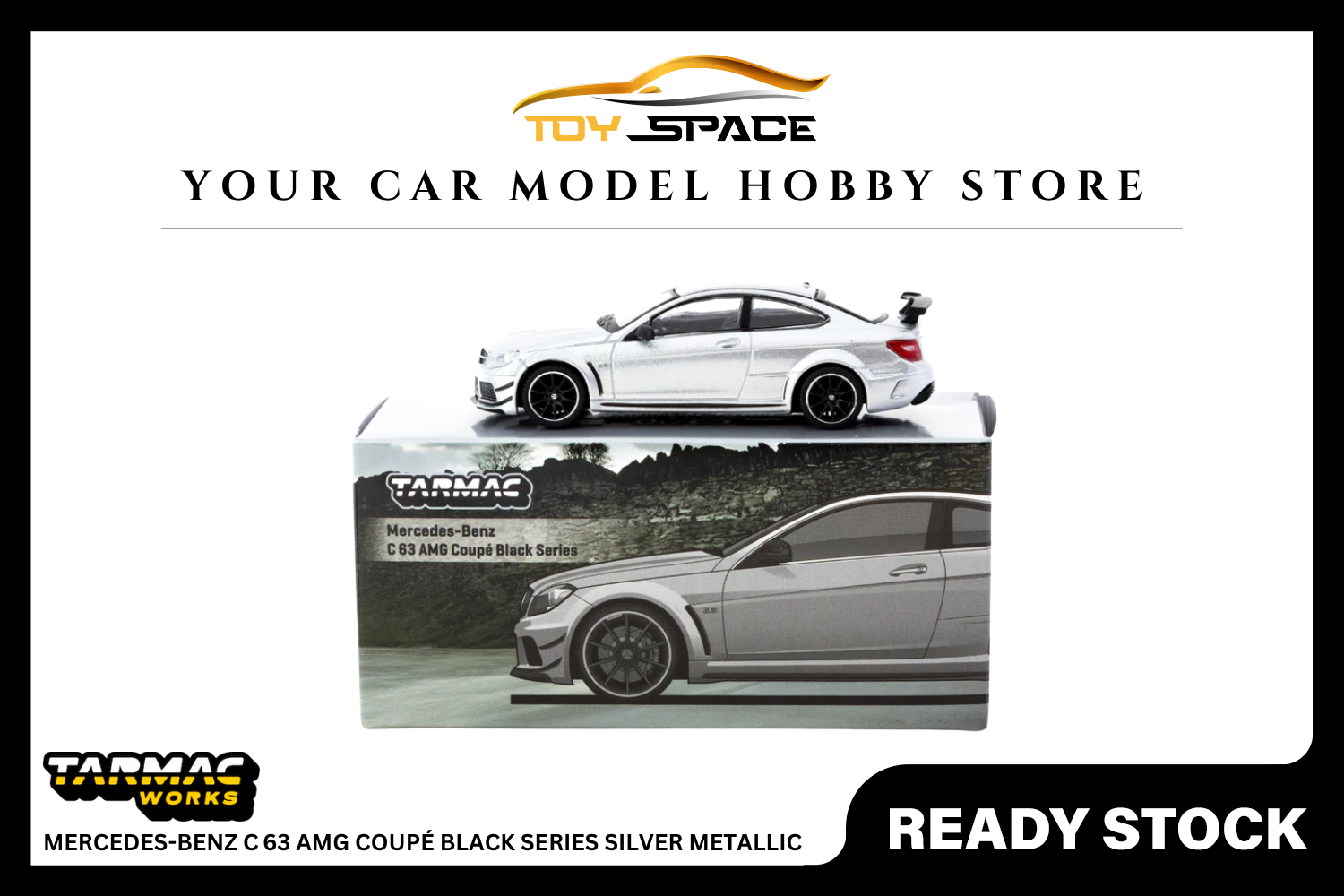 [TARMAC WORKS] 1:64 Mercedes-Benz C 63 AMG Coupé Black Series Silver Metallic - GLOBAL64