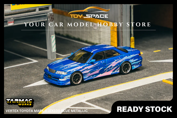 [TARMAC WORKS] 1:64 VERTEX Toyota Mark II JZX100 Blue Metallic - GLOBAL64