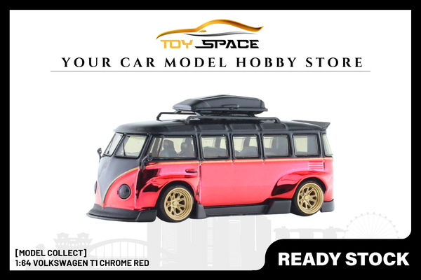 [MODEL COLLECT] 1:64 Volkswagen T1 Chrome Red