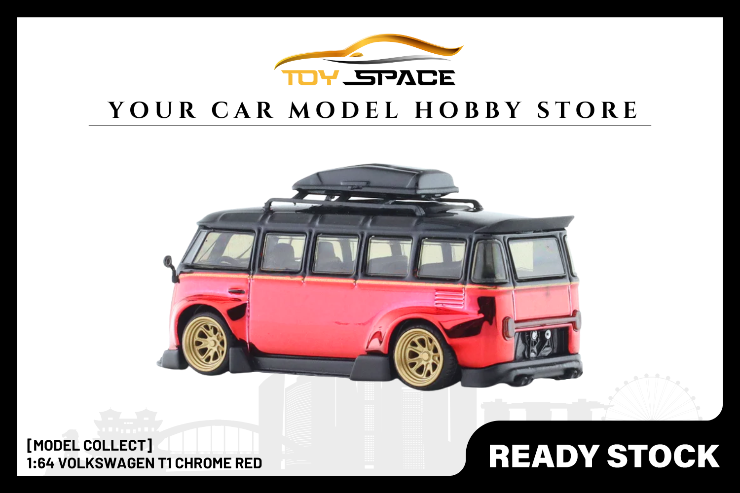 [MODEL COLLECT] 1:64 Volkswagen T1 Chrome Red