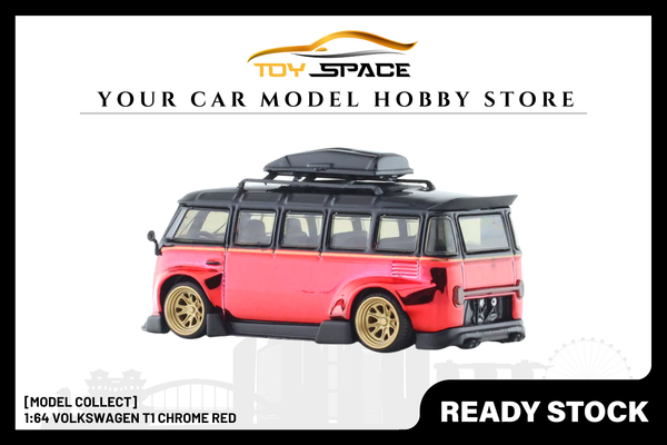 [MODEL COLLECT] 1:64 Volkswagen T1 Chrome Red