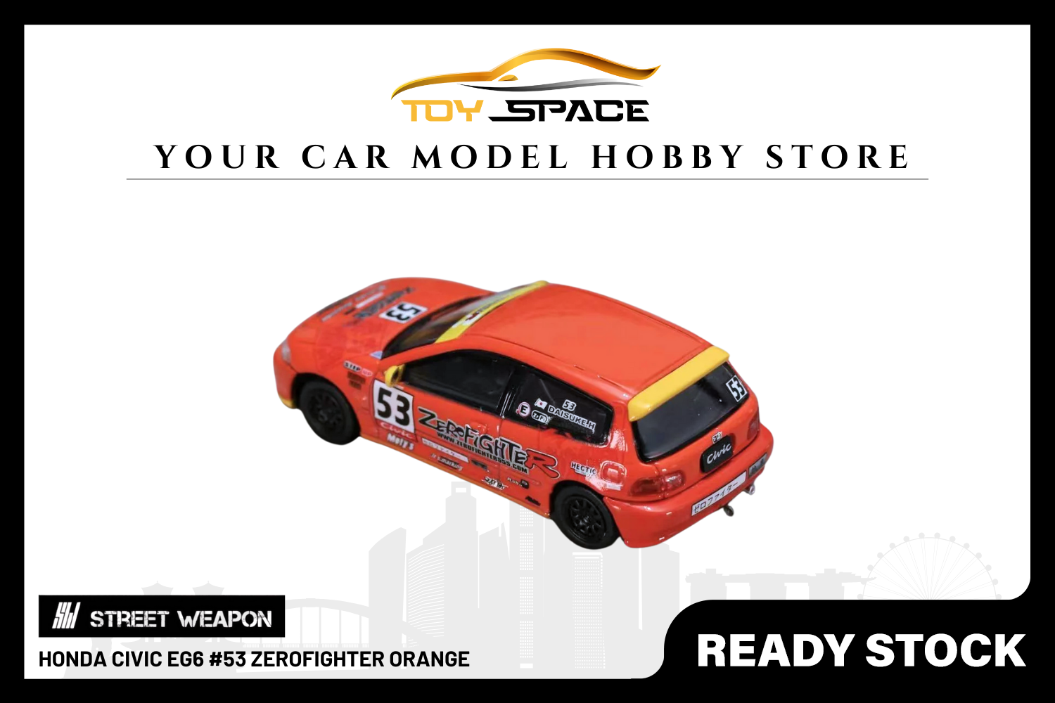 [STREET WEAPON] 1:64 Honda Civic EG6 #53 Zerofighter Orange