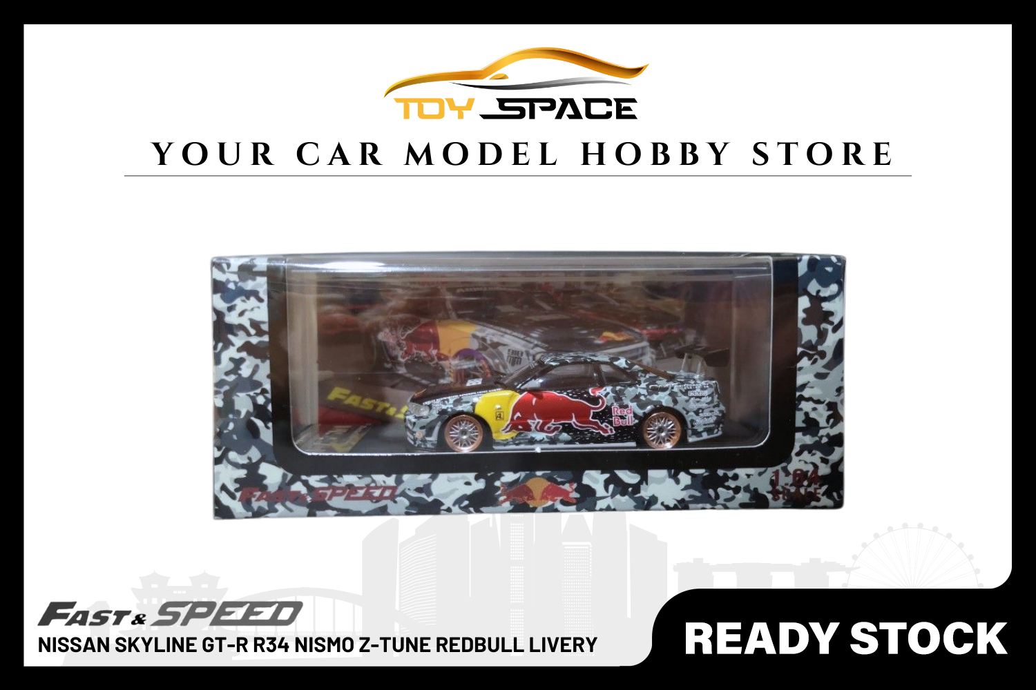 [FAST SPEED] 1:64 Nissan Skyline GT-R R34 Nismo Z-Tune Redbull Livery