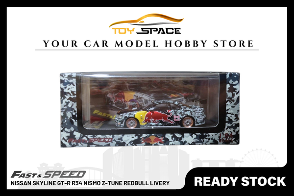 [FAST SPEED] 1:64 Nissan Skyline GT-R R34 Nismo Z-Tune Redbull Livery