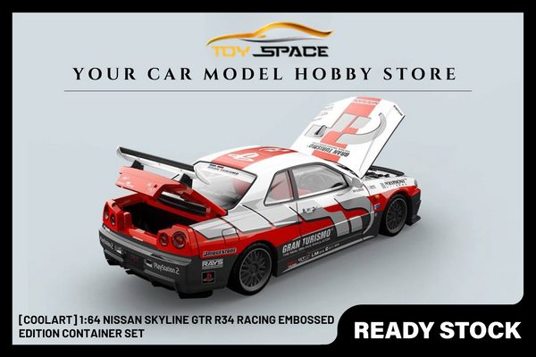 [COOLART] 1:64 Nissan Skyline GTR R34 Racing Embossed Edition Container Set