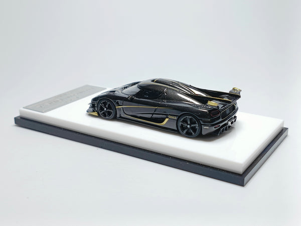 Scalemini 1/64 Koenigsegg One Carbon Fiber Gold Stripes