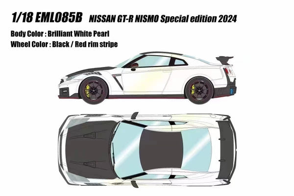 Make Up 1/18 EML085 Nissan GT-R Nismo Special Edition 2024 Brilliant White Pearl