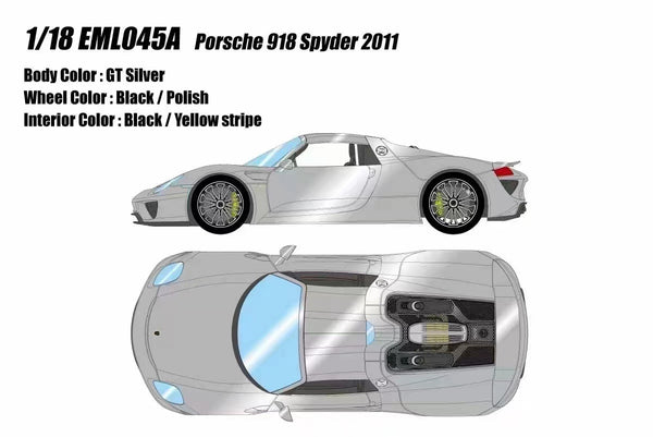 Make Up 1/18 EML045 Porsche 918 Spyder 2011 Silver