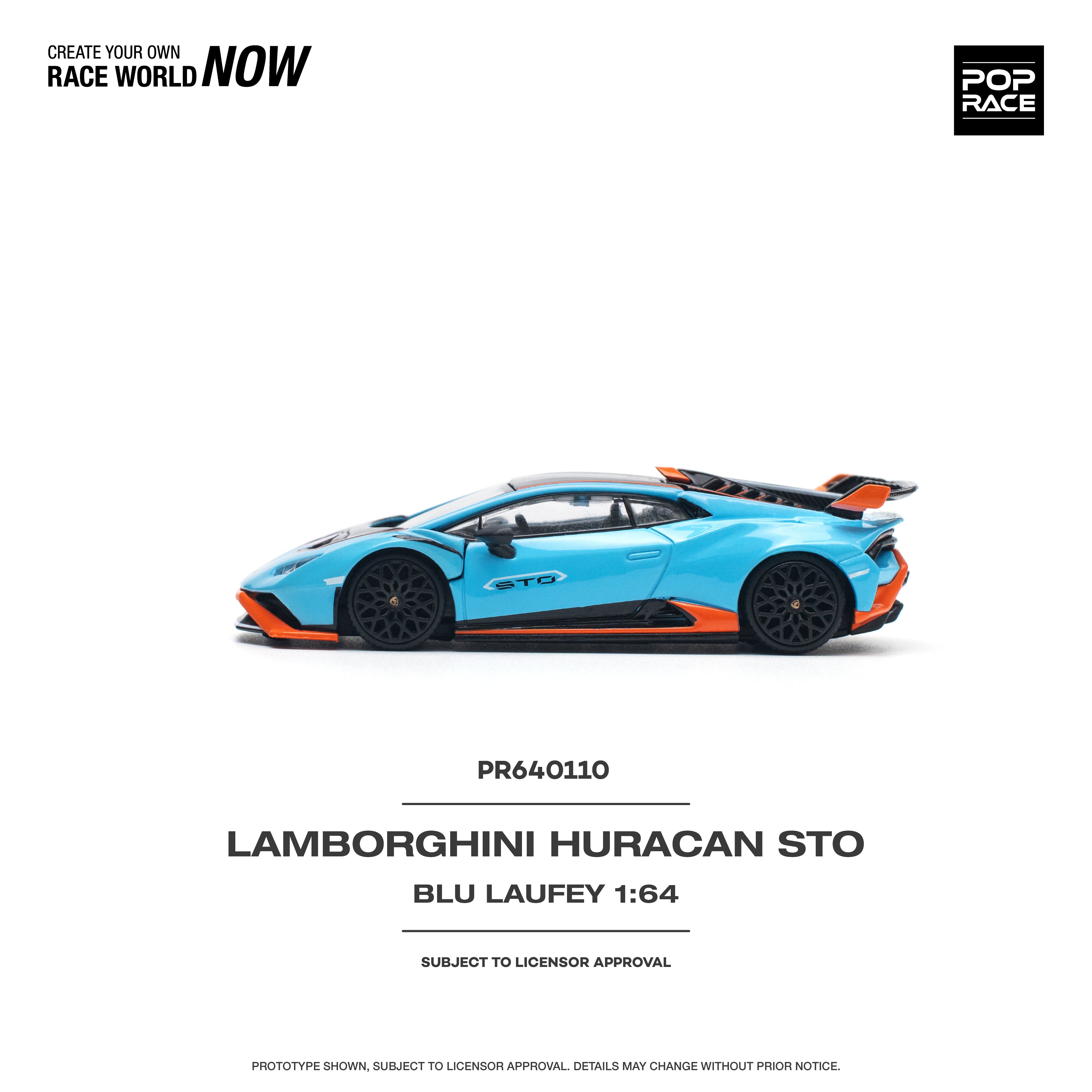 [POP RACE] 1/64 Lamborghini Huracán STO Blu Laufey/Arancio Xanto